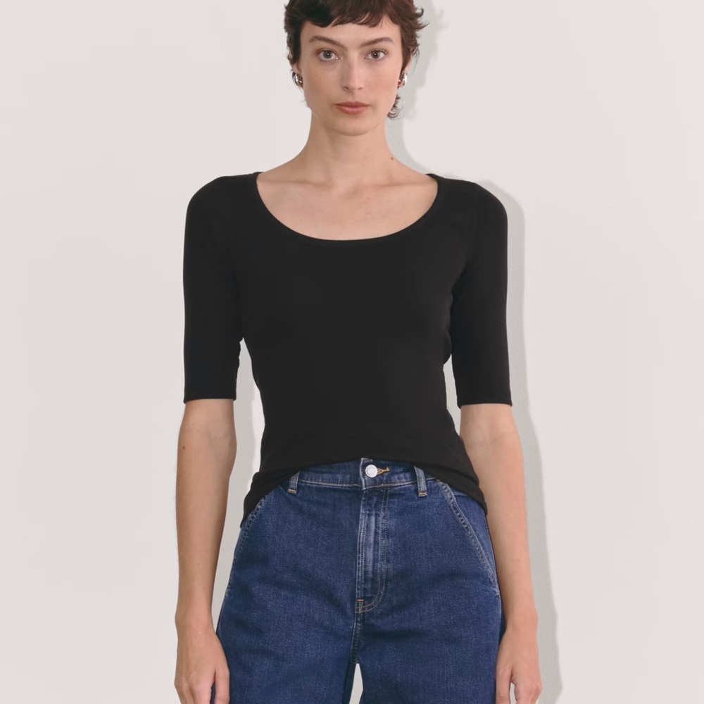 Everlane Luxe Rib Scoop-Neck Tee